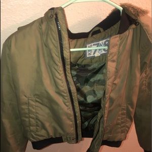 Boys bomber jacket with removable hood
